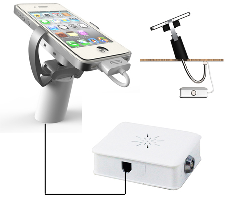 Cell phone security clamp holder alarm host